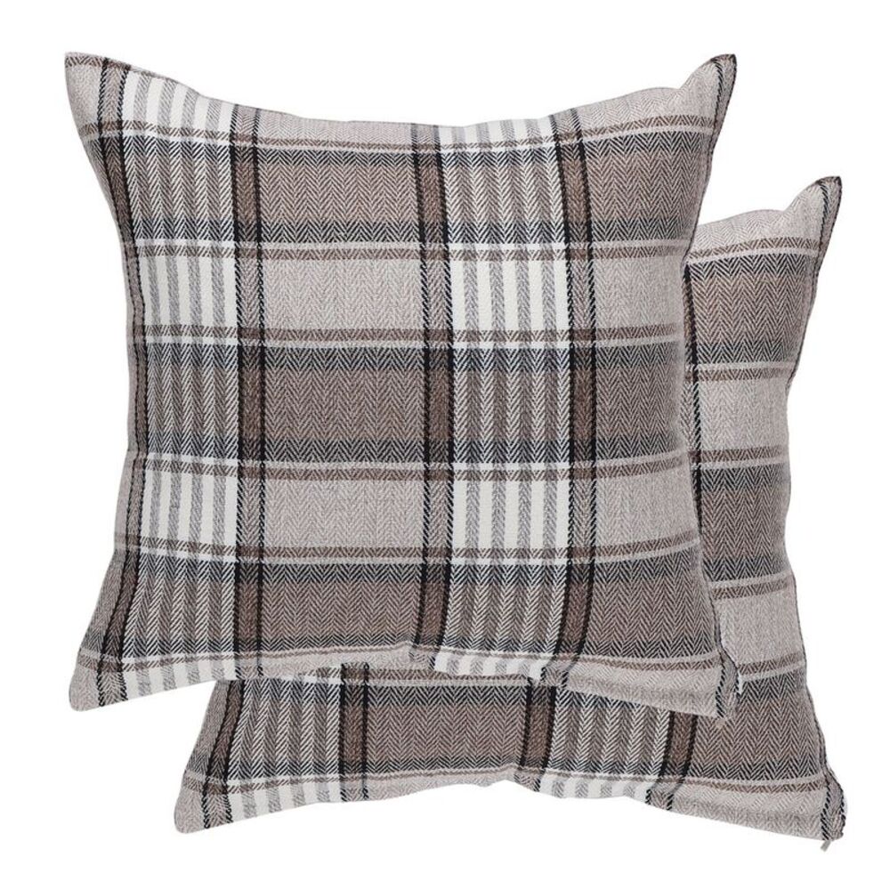 2pcs Check Throw Pillow Covers Farmhouse Square Pillow Covers Home Decor Gray